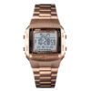 skmei 1381 rose gold chain square shape dial men's digital watch