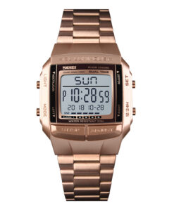 skmei 1381 rose gold chain square shape dial men's digital watch