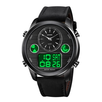 Skmei 1652 Black Leather Analog Digital Men's Dress Watch