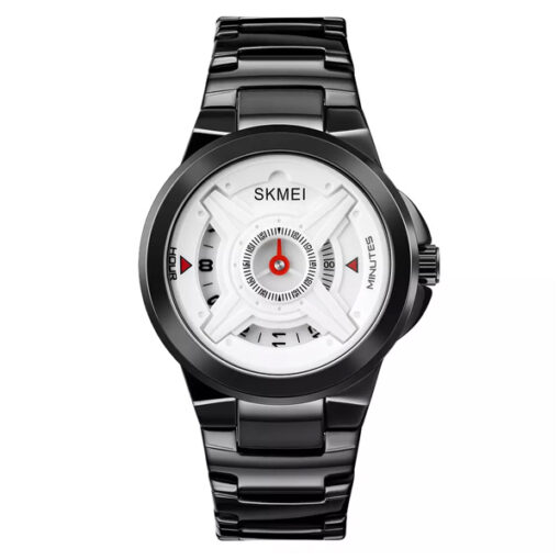 skmei 1699 black stainless steel white dial men's luxury wrist watch