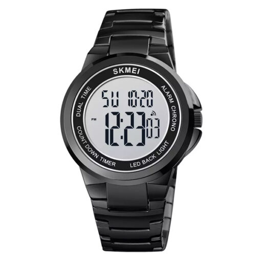 skmei-1712-black stainless steel digital dial men's sports watch