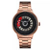skmei-9217 rose gold stainless steel black dial stylish analog men's dress watch
