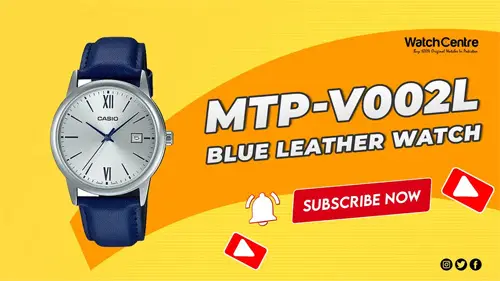 Casio mtp-v002l-2b3 blue leather strap silver analog dial men's watch review