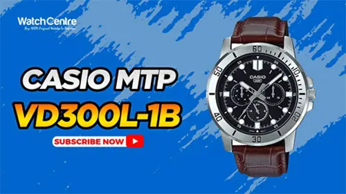 Casio MTP VD300L 1E brown multihand dial & brown leather strap men's quartz hand watch