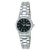 Q&Q BB13-202Y silver stainless steel black dial ladies wrist watch