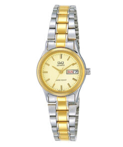 Q&Q BB17-410Y two tone stainless steel golden analog dial ladies gift watch