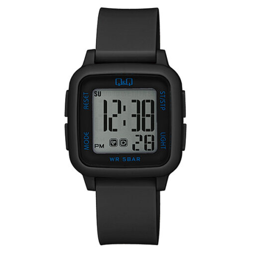 Q&Q G02A-004VY black resin band square dial digital youth wrist watch