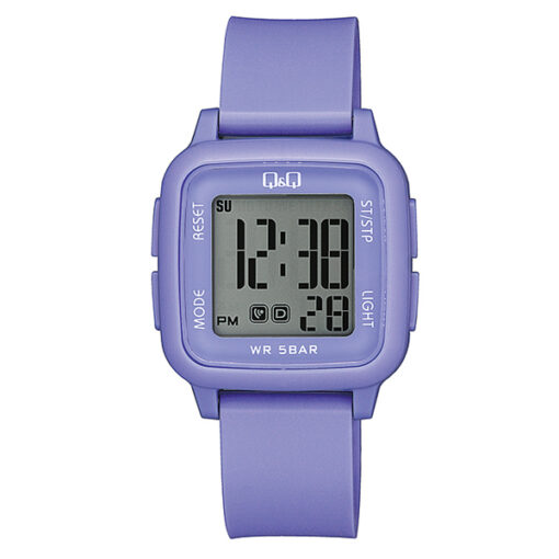 Q&Q-G02A-005VY purple resin band digital square dial ladies wrist watch