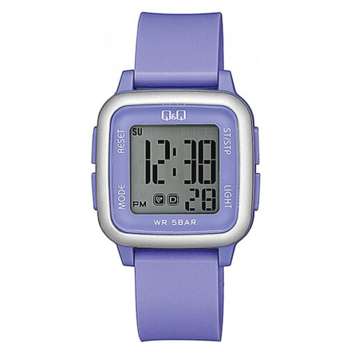 Q&Q-G02A-008VY purple resin band square dial ladies digital hand watch