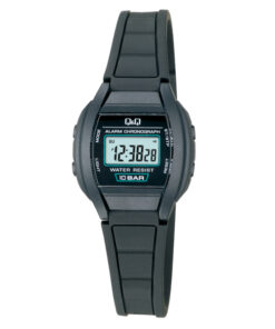 Q&Q LL01P104Y black resin band ladies black/green square digital dial ladies sports wrist watch