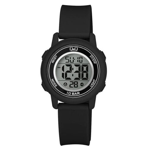 Q&Q-M208J007Y black resin band round digital dial ladies casual wear watch