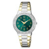 Q&Q-Q901J415Y two tone stainless steel green dial ladies stylish watch