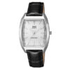 Q&Q QA18J301Y black leather strap white square analog dial men's dress watch
