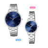 Q&Q QZ00J212Y-QZ01 silver stainless steel chain blue analog dress watch for couple