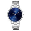 Q&Q QZ00J212Y silver stainless steel blue dial men's quartz dress watch