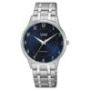 Q&Q-QZ60J205Y silver stainless steel blue dial men's analog wrist watch