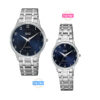 Q&Q QZ60J205Y-61 silver stainless steel chain blue analog pair watch for couple
