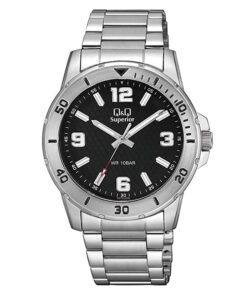 Q&Q-S372J205Y silver stainless steel standard black dial men's wrist watch