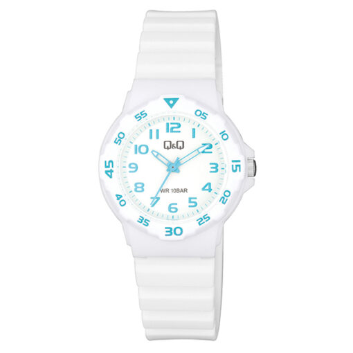 Q&Q V07A-004VY white resin band simple analog numeric dial kid's wrist watch