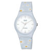 Q&Q-V10A-004VY flower printed resin band white analog dial ladies watch