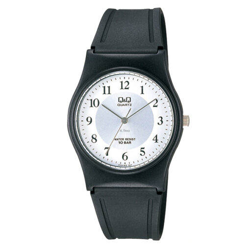 Q&Q VP34J012Y black resin band white numeric dial unisex wrist watch