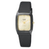 Q&Q VP48J016Y black resin band golden analog dial men's quartz gift watch