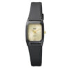 Q&Q VP49J016Y black resin band golden square dial ladies analog gift watch