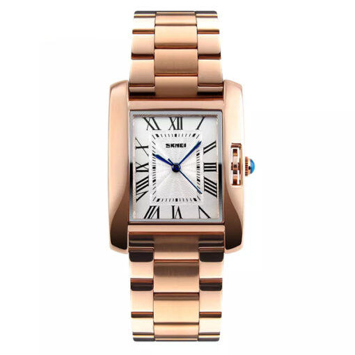 Skmei-1284 rose gold stainless steel roman dial ladies quartz watch