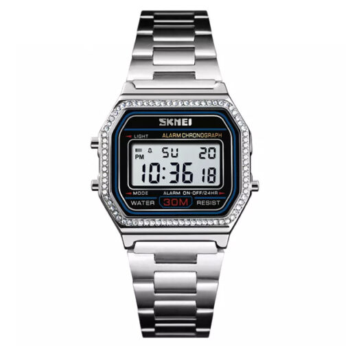 skmei 1474SI silver stainless steel ladies digital vintage wrist watch