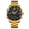 Skmei-1649GD golden stainless steel black dial men's analog digital gift watch