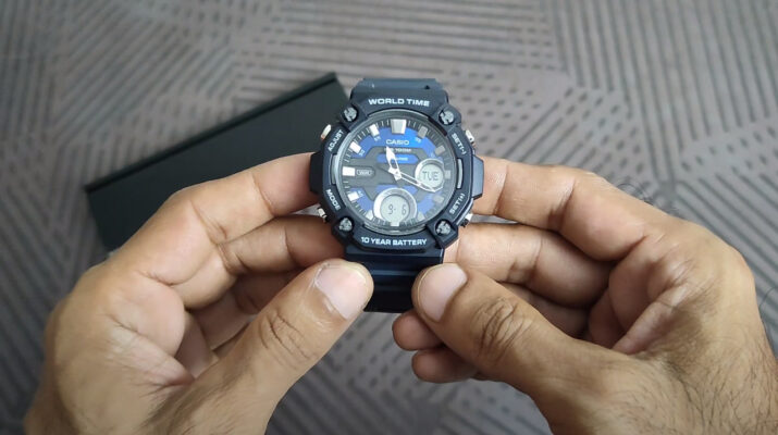 Casio AEQ-120W-2AV black resin band blue dial men's analog digital world time sports watch review