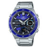 Casio Edifice EFV-C110D-2AV silver stainless steel chain blue analog digital dial men's quartz wristv watch