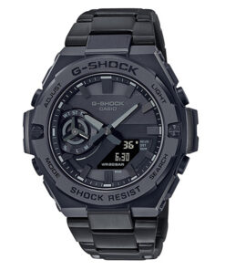 Casio G-Shock GST-B500BD-1A black stainless steel chain & round analog digital dial men's solar powered wrist watch