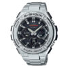 Casio G-Shock GST-S110D-1A silver stainless steel chain black analog digital dial men's tough solar wrist watch