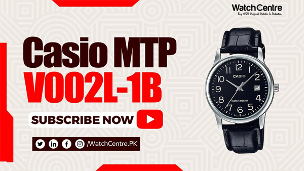 Casio MTP-V002L-1B black leather strap numeric dial men's wrist watch video review