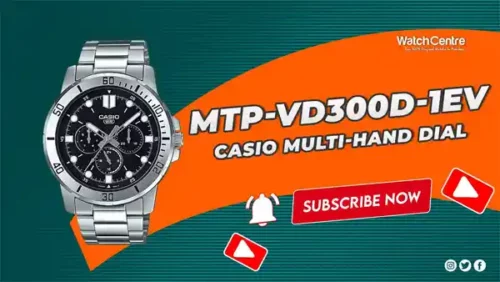 Casio MTP-VD300D-1EV silver chain black multi-hand dial men' dress watch review