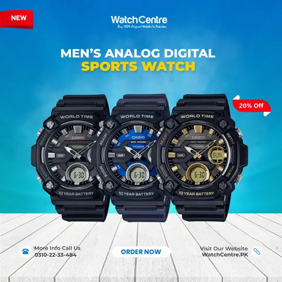 Casio AEQ 120W black resin strap analog digital dial new wrist watches