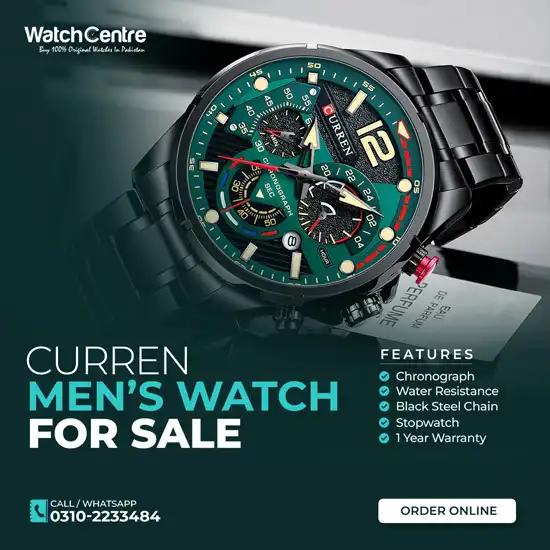 Curren 8395 black stainless steel chain men's chronograph wrist watch