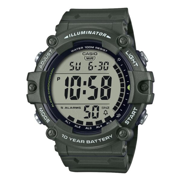 Casio AE-1500WHX-3AV green Resin Band Big Dial Digital youth Wrist Watch
