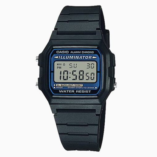 Casio F-105-1A black resin band vintage series digital square casual wrist watch