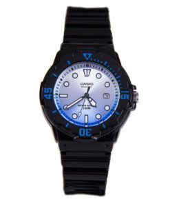 Casio LRW-200H-2E black resin band blue analog dial ladies quartz watch