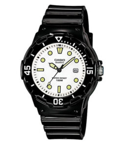 Casio LRW-200H-7E1 black resin band white analog dial ladies casual watch