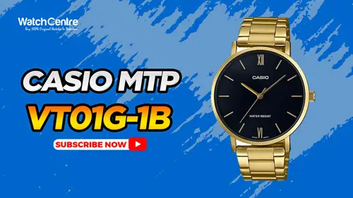 Casio MTP-VT01G-1B golden stainless steel chain black analog dial men's gift watch