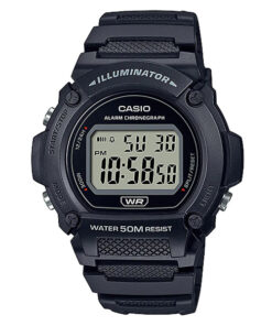 Casio W-219H-1AV Black Resin band Youth Digital Wrist Watch with LED Light & Waterproof