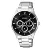 Citizen AG8351-86E silver stainless steel chain black multi-hand dial men's wrist watch