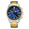 Citizen AN3654-50L two tone stainless steel chain blue chronograph dial men's gift watch