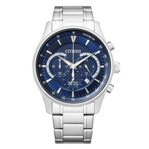 Citizen AN8190-51L silver stainless steel blue dial men's chronograph sports watch