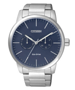 Citizen AO9040-52L silver stainless steel chain blue multi-hand dial men's eco drive hand watch
