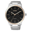 Citizen AO9044-51E silver stainless steel chain black multi-hand dial men's eco drive wrist watch