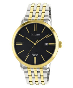 Citizen DZ0004-54E two tone stainless steel black numeric analog dial men's dress watch
